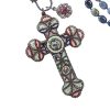 Vintage micro-mosaic cross and ruby necklace