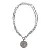 Pave and baguette diamond necklace